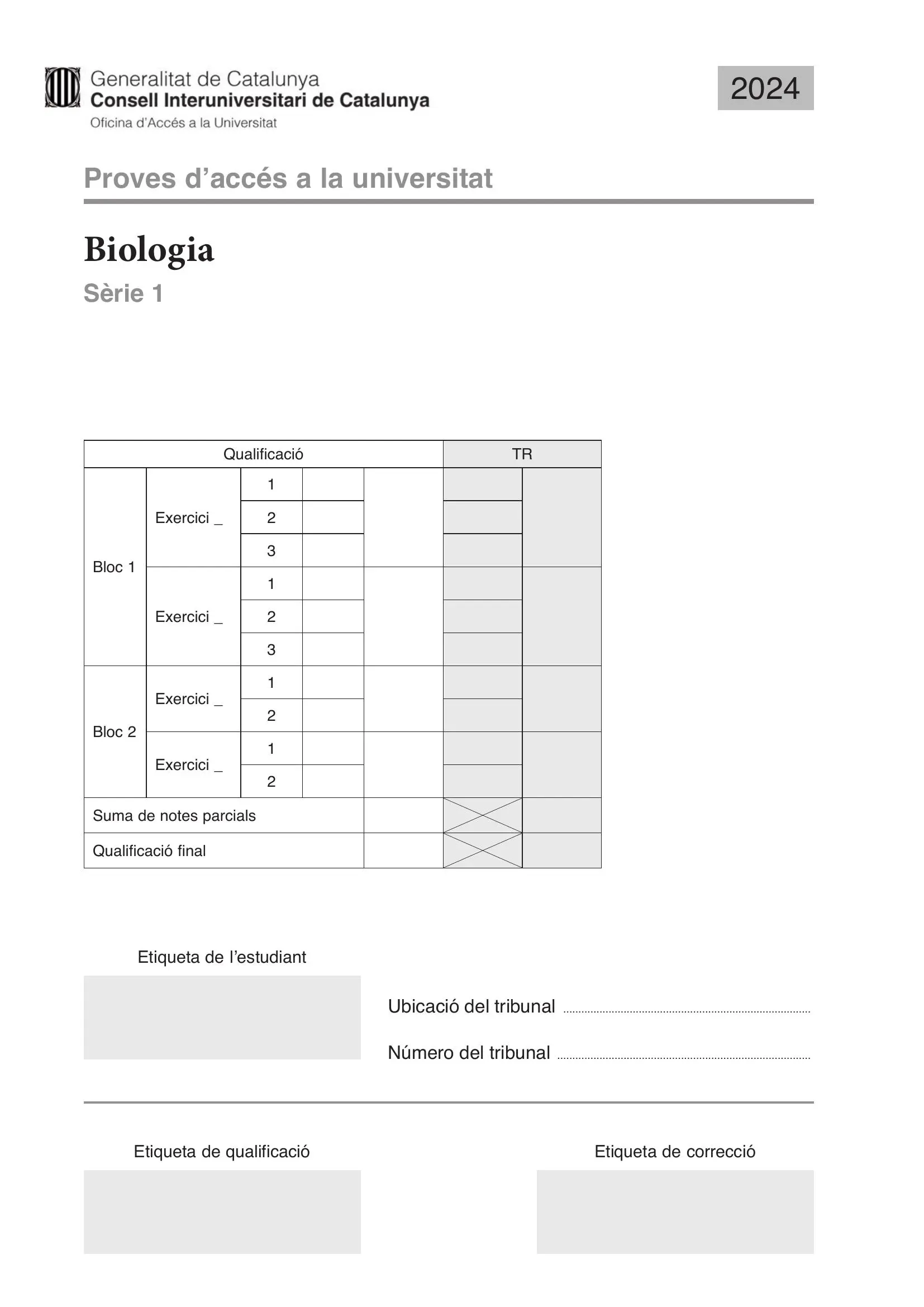 Examen de Biologia Juny 2024