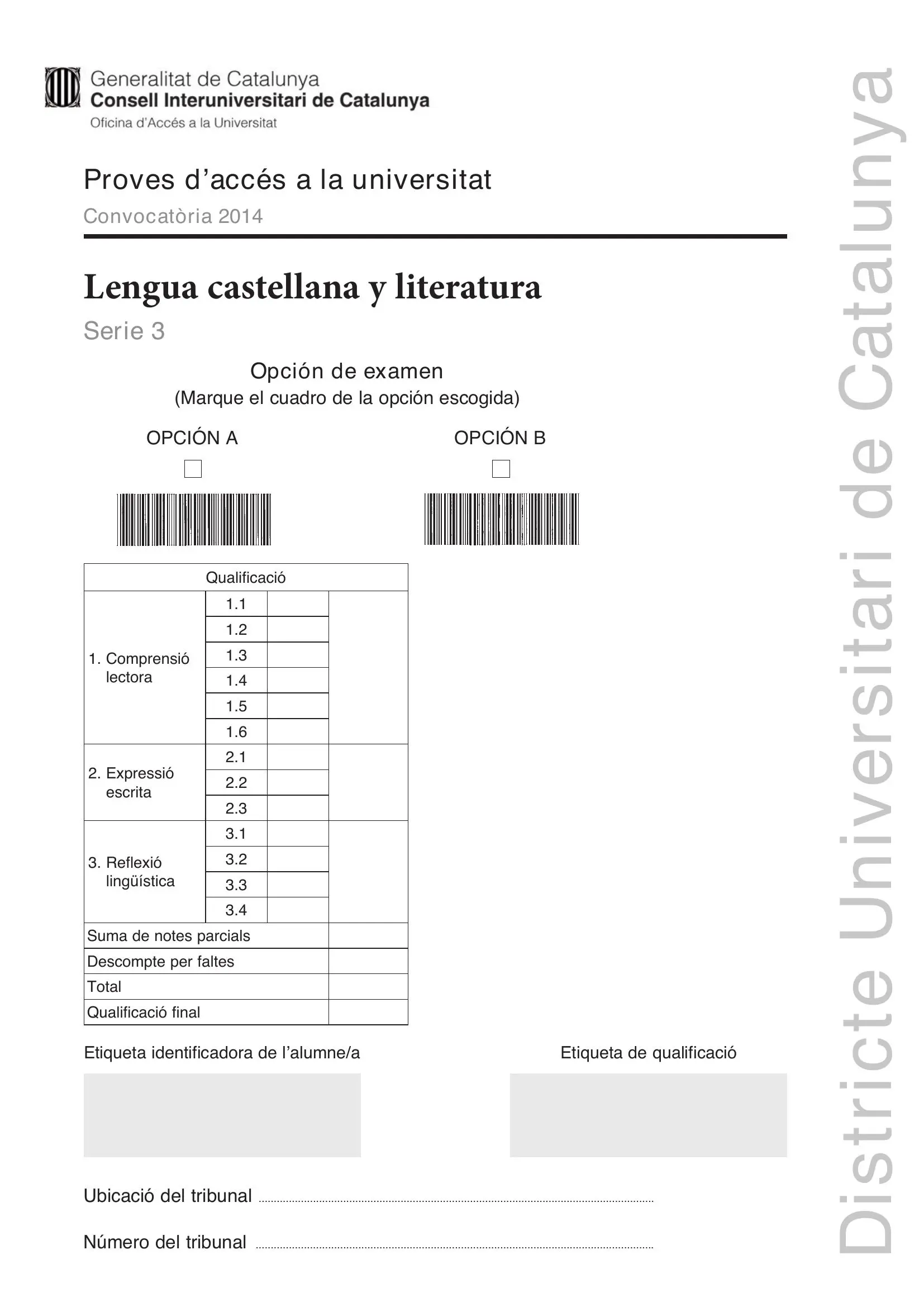 Examen de Castellà Juny 2014