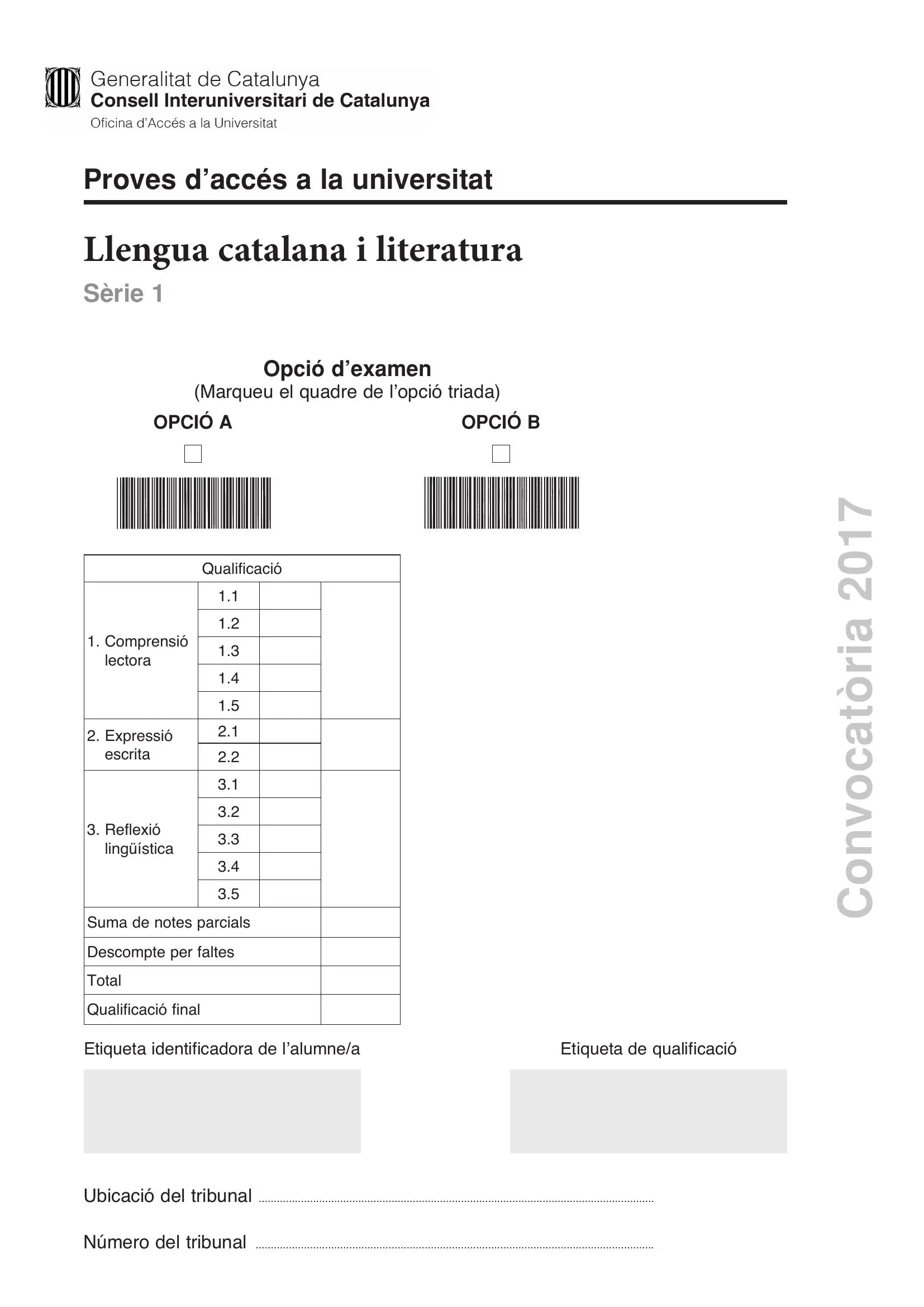 Examen de Català Juny 2017
