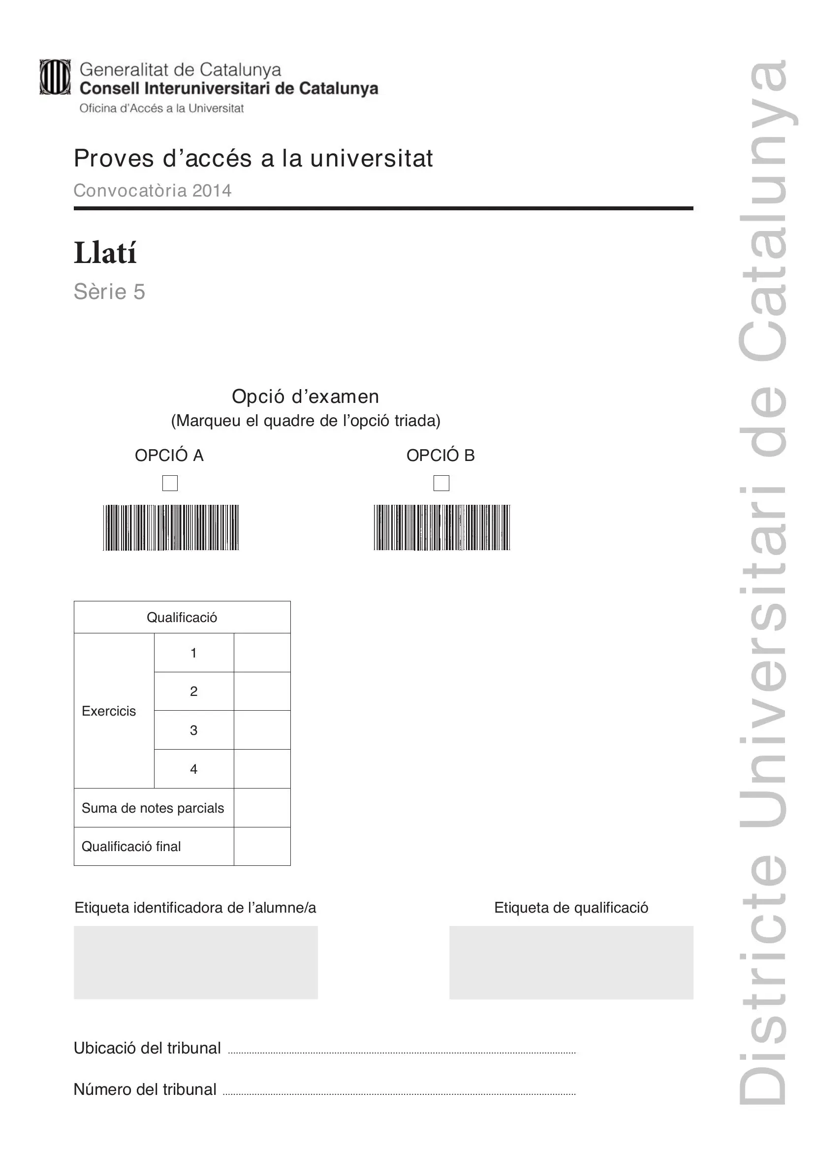 Examen de Llatí Setembre 2014