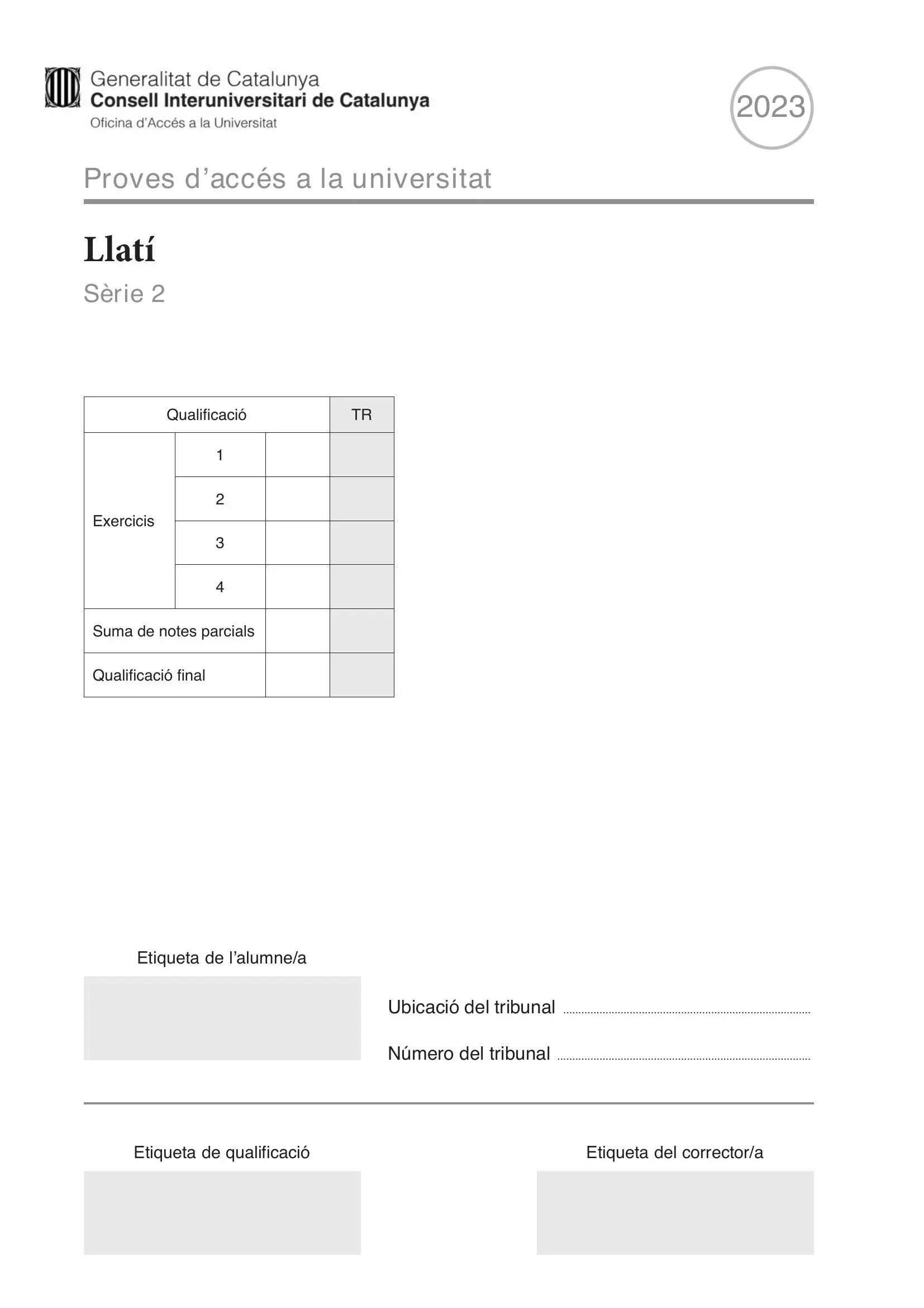 Examen de Llatí Setembre 2023