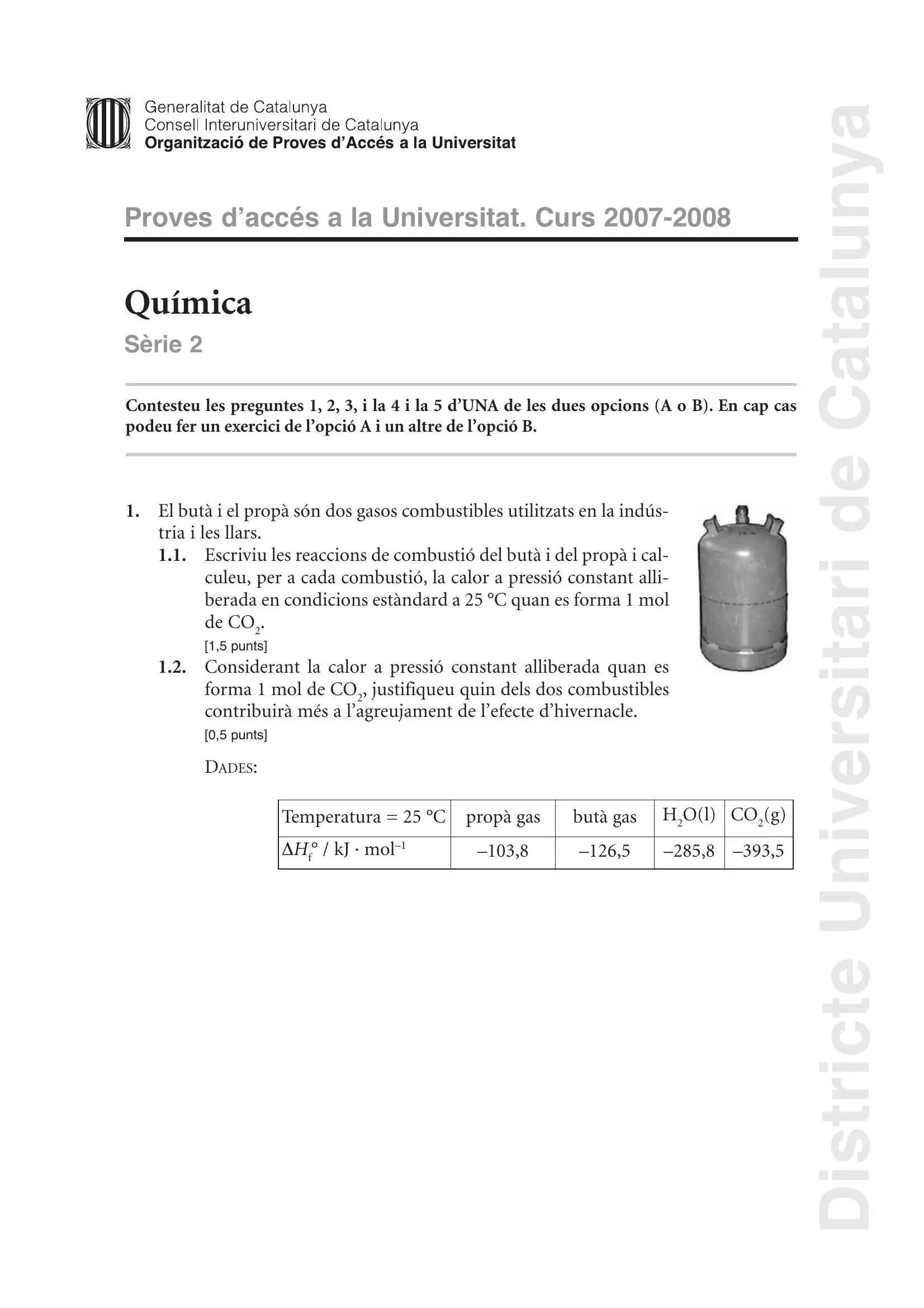 Examen de Química Juny 2008